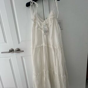 Zara Cream Textured Dress